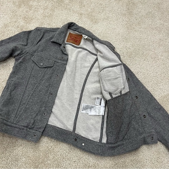 Levi's French Terry Cotton (Soft) Gray Snap Stretch  Trucker Jacket, Women's Sm - Picture 8 of 13